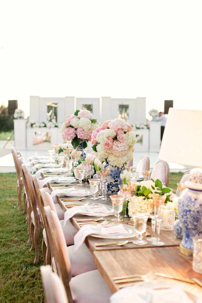 pink outdoor wedding reception
