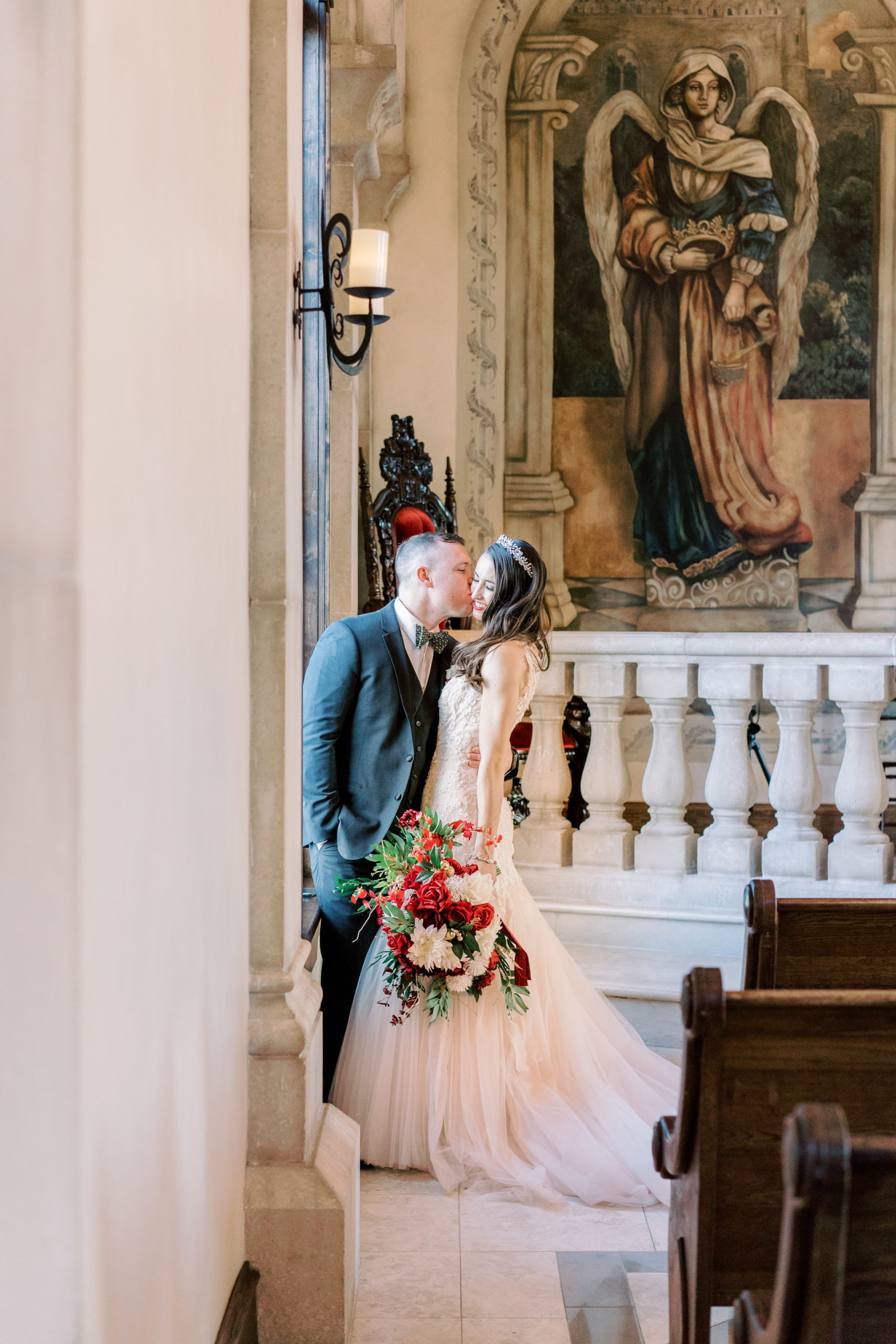 bride and groom inside bella donna chapel